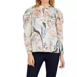 Ted Baker Multicolor Floral Tie-Neck Blouse size 1